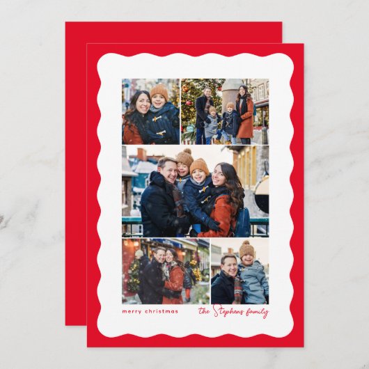 Flügeldraht 5 Foto Collage Rot Weihnachten (Vorne/Hinten)