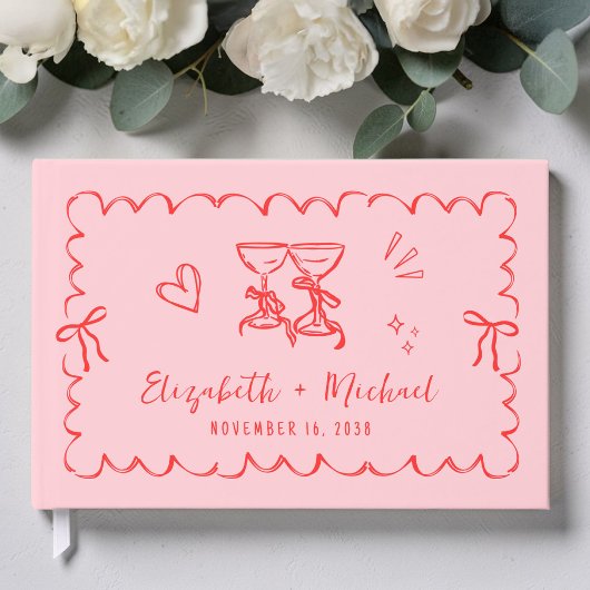 Flügeldraht, rosa rote Hochzeit Gästebuch
