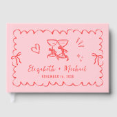 Flügeldraht, rosa rote Hochzeit Gästebuch (Vorderseite)