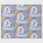 Flügeldraht und Regenbogen-Glitzer Rosa Geschenkpapier (Flach)