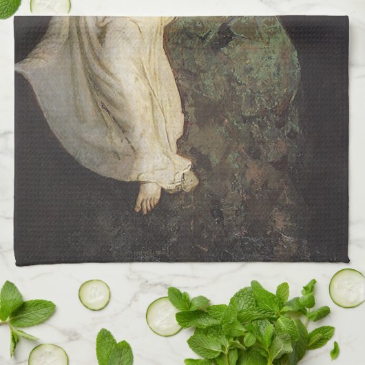 Flügelfigur, sitzend auf einem Felsen von Abbott T Geschirrtuch (Gefaltet)