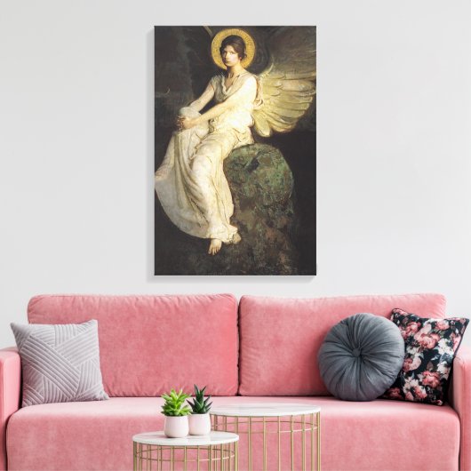 Flügelfigur, sitzend auf einem Felsen von Abbott T Leinwanddruck (Insitu (Wohnzimmer))