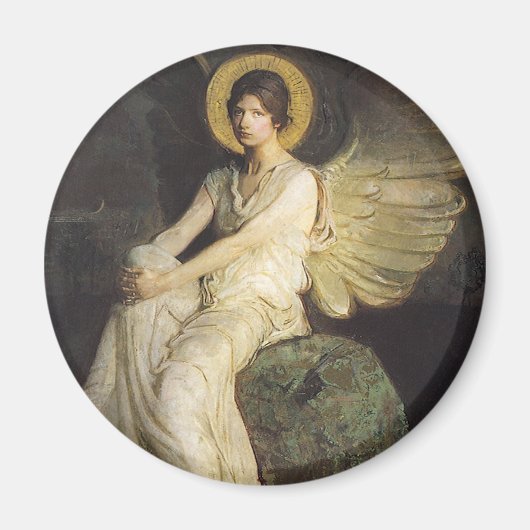 Flügelfigur, sitzend auf einem Felsen von Abbott T Magnet (Vorne)