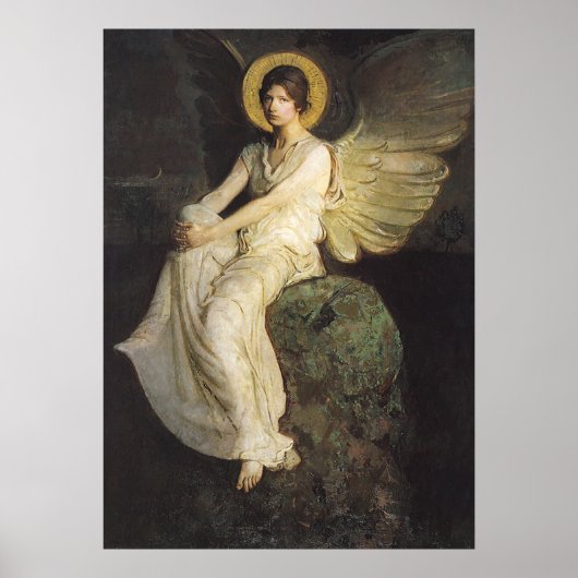 Flügelfigur, sitzend auf einem Felsen von Abbott T Poster (Vorne)