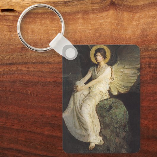 Flügelfigur, sitzend auf einem Felsen von Abbott T Schlüsselanhänger (Vorderseite)