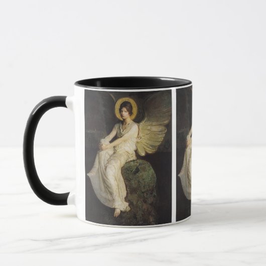 Flügelfigur, sitzend auf einem Felsen von Abbott T Tasse (Links)