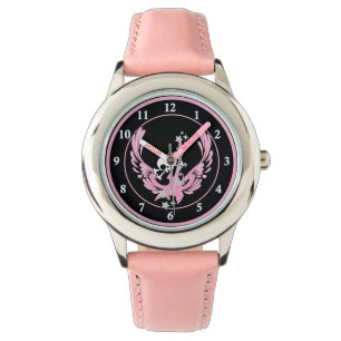 Flügelgitarre mit Niedlichem Schädel Armbanduhr