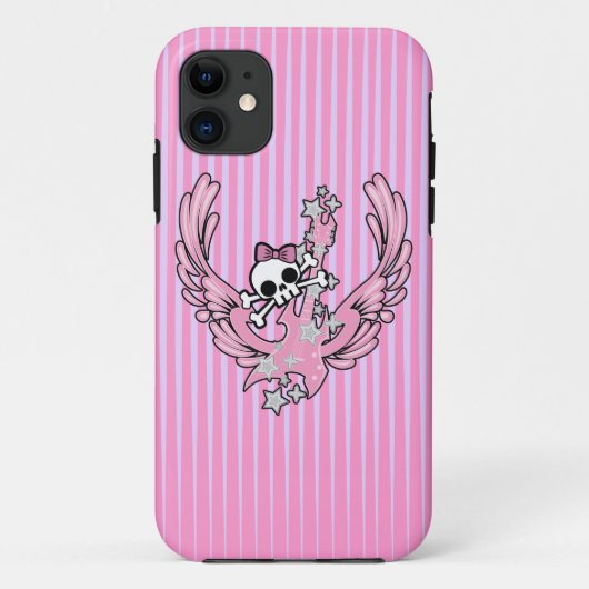 Flügelgitarre mit Niedlichem Schädel Case-Mate iPhone Hülle (Rückseite)