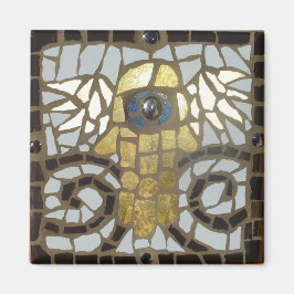 Flügelhaltiges Hamsa Gold mit blauem Auge Magnet