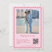 Flügelhandgezeichneter Retrorahmen Rosa und Rote H Einladung (Rückseite)