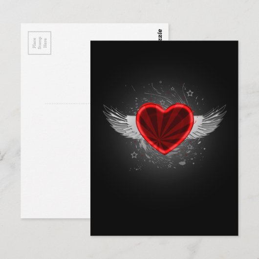 Flügelherz Postkarte (Vorne/Hinten)