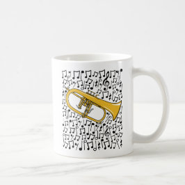 Flugelhorn mit Musikhinweisen, Messingmusiker Kaffeetasse