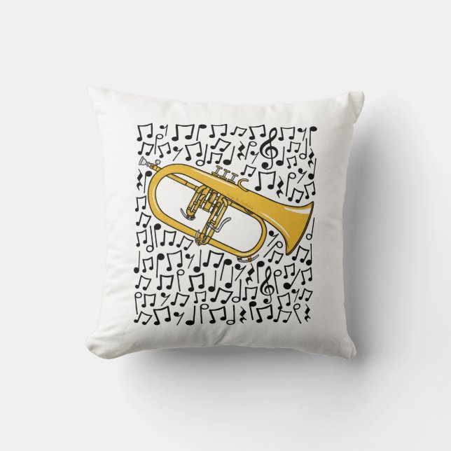 Flugelhorn Musical Notes Brass Music Teacher Kissen (Vorderseite)