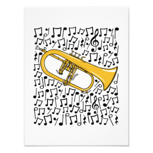 Flugelhorn Musical Notes Hornist Brass Musician Fotodruck