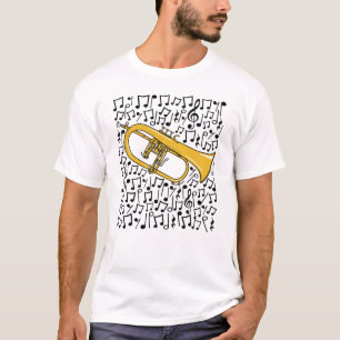 Flugelhorn Musical Notes Hornist Brass Musician T-Shirt