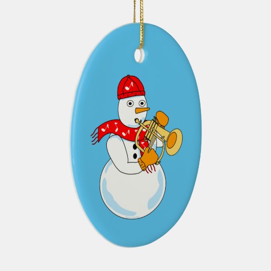Flugelhorn Snowman Keramik Ornament (Rechts)
