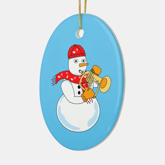 Flugelhorn Snowman Keramik Ornament (Links)