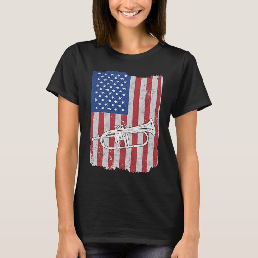 Flugelhorn USA Flag Flugelhorn Player T-Shirt (Vorderseite)
