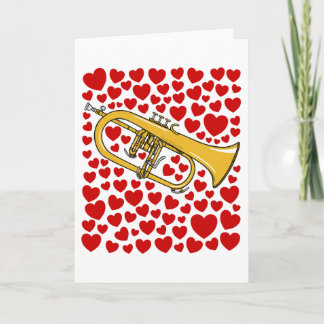 Flugelhorn With Hearts Valentines Anniversary Card Feiertagskarte