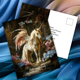 Flügeliger Einhornfantasy-Wald ermutigend Postkarte