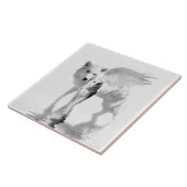 Flügeliger Wolf und Eule Fantasy Art Fliese (Seite)