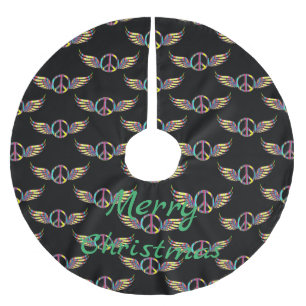 Flügeliges Hippie-Friedenssymbol Thunder_Cove Polyester Weihnachtsbaumdecke