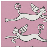 Flügelkatzen auf rosa Untergrund Stoff (Nahaufnahme)