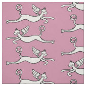 Flügelkatzen auf rosa Untergrund Stoff (Muster)