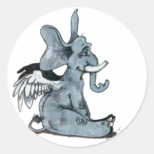 Flügelkopfkleber Runder Aufkleber (Vorderseite)