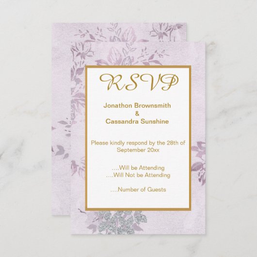 FLÜGELLILAC LILA VINTAGE WEDING RESPONSE UAWG EINLADUNG (Vorne/Hinten)