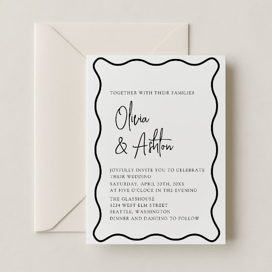 Flügelrahmen, breite Grenze, moderne Hochzeitseinl Save The Date