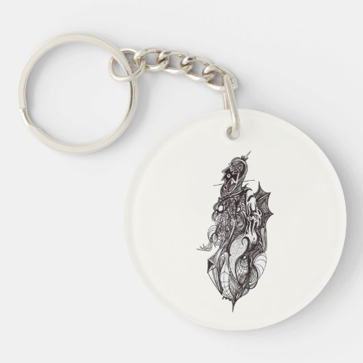 Flügelreiter, Tinte zeichnend, Schlüsselanhänger (Vorderseite)