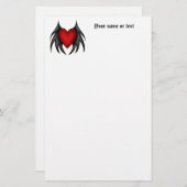 Flügelrotes niedliches rotes Herz über 2 Schreibwa Briefpapier (Vorne/Hinten)