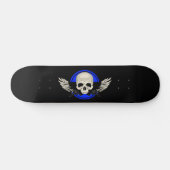 Flügelschädel - BLAU Skateboard (Horizontal)