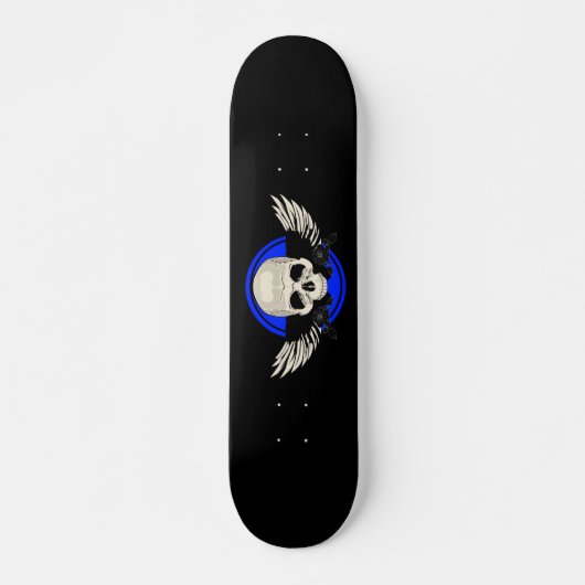 Flügelschädel - BLAU Skateboard (Vorne)