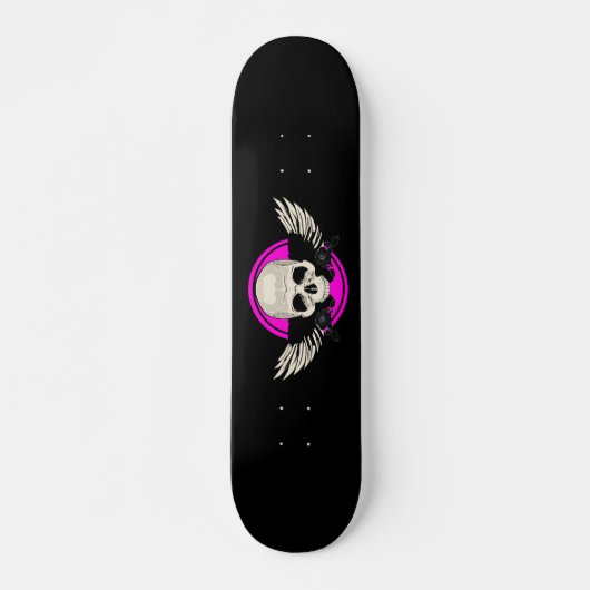 Flügelschädel - Rosa Skateboard (Vorne)