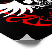 Flügelschädel und Curly-Design 1 Poster (Ecke)