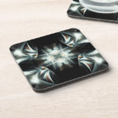 Flügelstern in Schwarz und Weiß Untersetzer (Linke Seite)