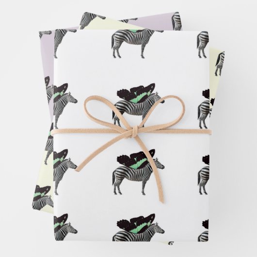 Flügelzebra 1 Wrapping Paper Flat Sheet Set 3 Geschenkpapier Set (Beispiel)