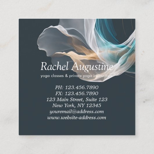 Flugflieger-Yoga-Lehrer Pilates-Fitness Quadratische Visitenkarte (Rückseite)