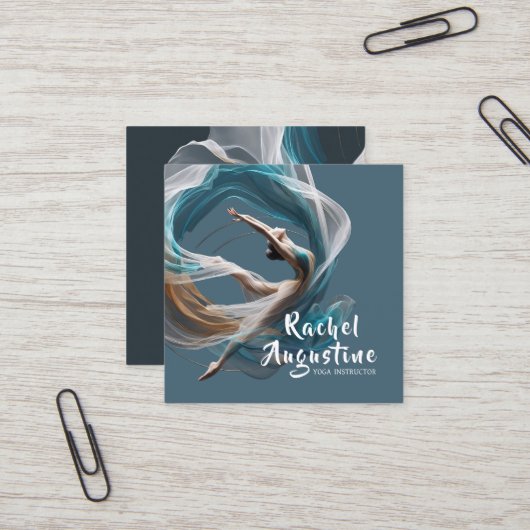 Flugflieger-Yoga-Lehrer Pilates-Fitness Quadratische Visitenkarte (Vorderseite/Rückseite Beispiel)