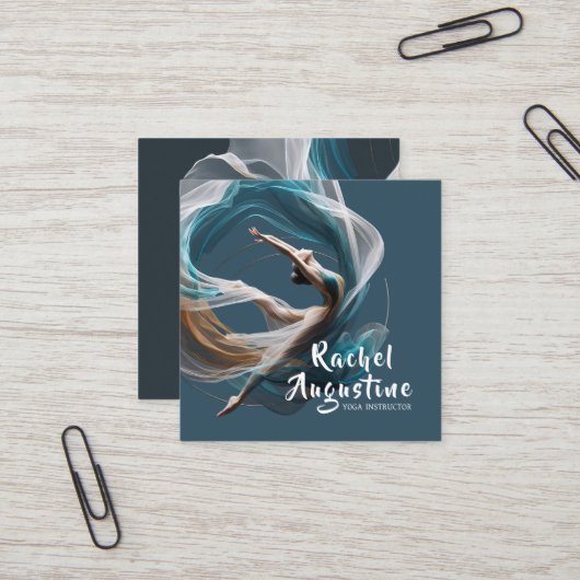 Flugflieger-Yoga-Lehrer Pilates-Fitness Quadratische Visitenkarte (Vorderseite/Rückseite Beispiel)