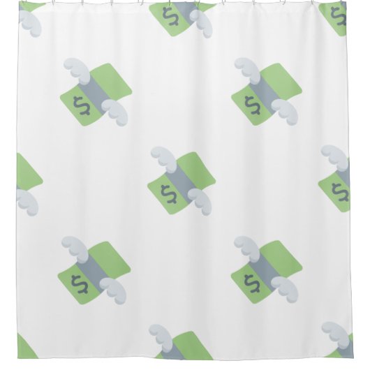 Fluggeld Emoji Duschvorhang (Vorderseite)