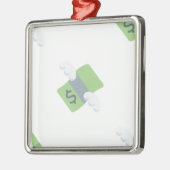 Fluggeld Emoji Silbernes Ornament (Links)