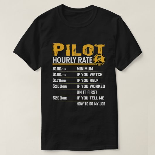 Fluggesellschaft "Pilot Stundenflugzeug Funny Avia T-Shirt (Design vorne)