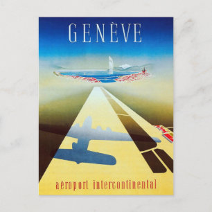 Fluggesellschaft Vintage Genf Schweiz Reise Postkarte