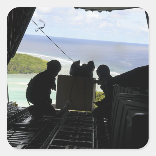 Fluggesellschaften drängen eine Palette gespendete Quadratischer Aufkleber (Vorderseite)