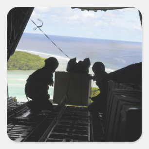 Fluggesellschaften drängen eine Palette gespendete Quadratischer Aufkleber