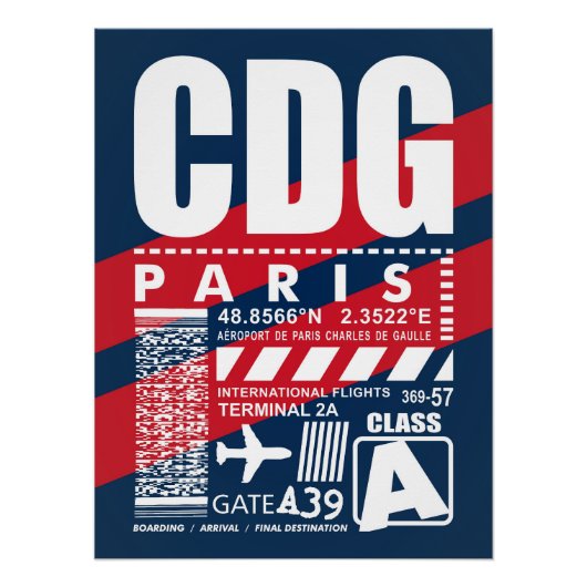 Flughafen CDG Paris Poster (Vorderseite)