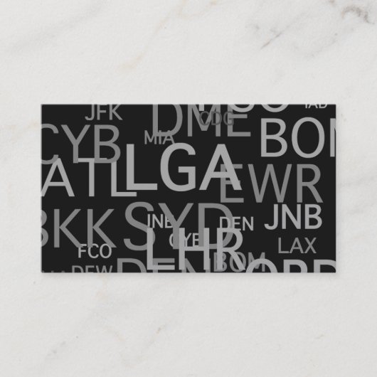Flughafen-Codes für die Reise beruflich Visitenkarte (Vorderseite)